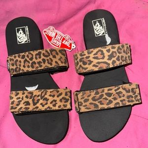 Vans cheetah print slides/sandals 9